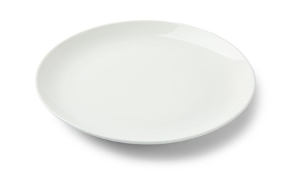 Photo of One empty ceramic plate isolated on white