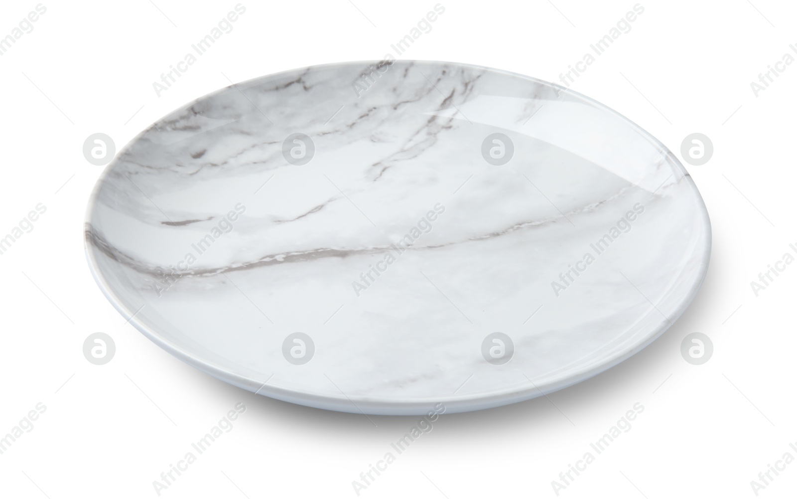 Photo of One empty ceramic plate isolated on white