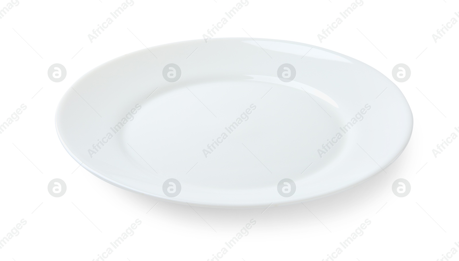 Photo of One empty ceramic plate isolated on white