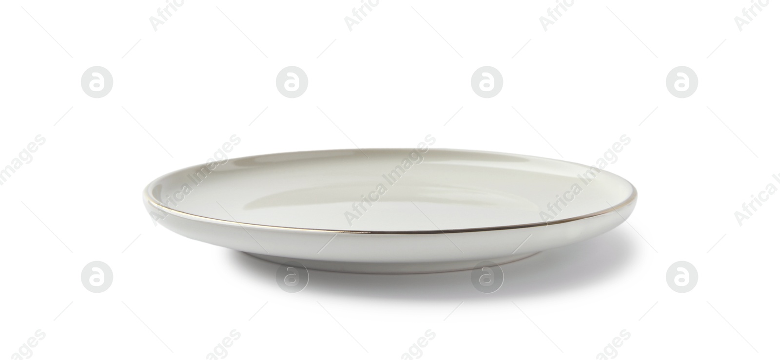 Photo of One empty ceramic plate isolated on white