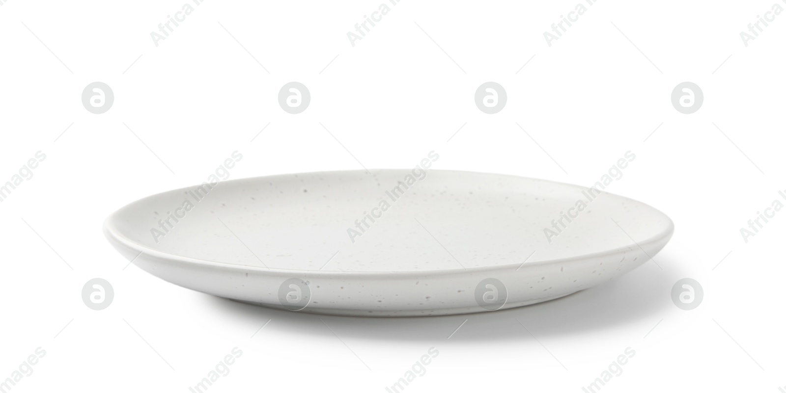 Photo of One empty ceramic plate isolated on white