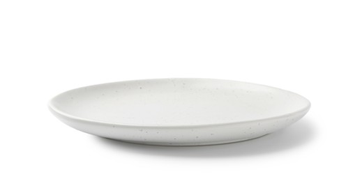 Photo of One empty ceramic plate isolated on white