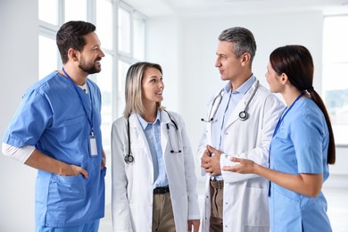 Photo of Team of healthcare workers in hospital. Medical service