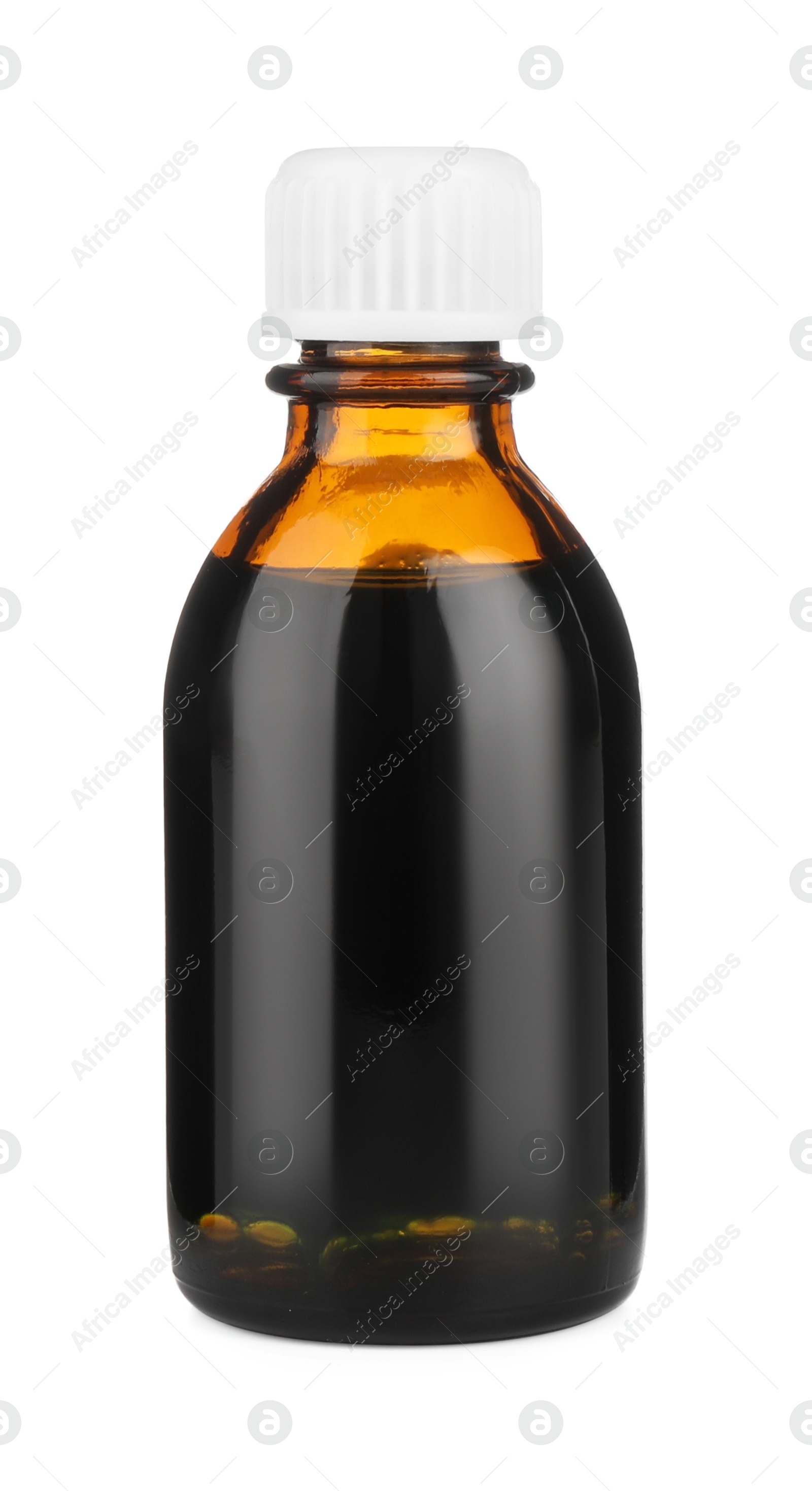 Photo of Medical bottle with medicine isolated on white