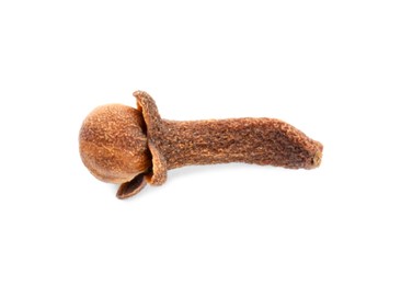 Photo of Aromatic spice. Dry clove bud isolated on white, top view