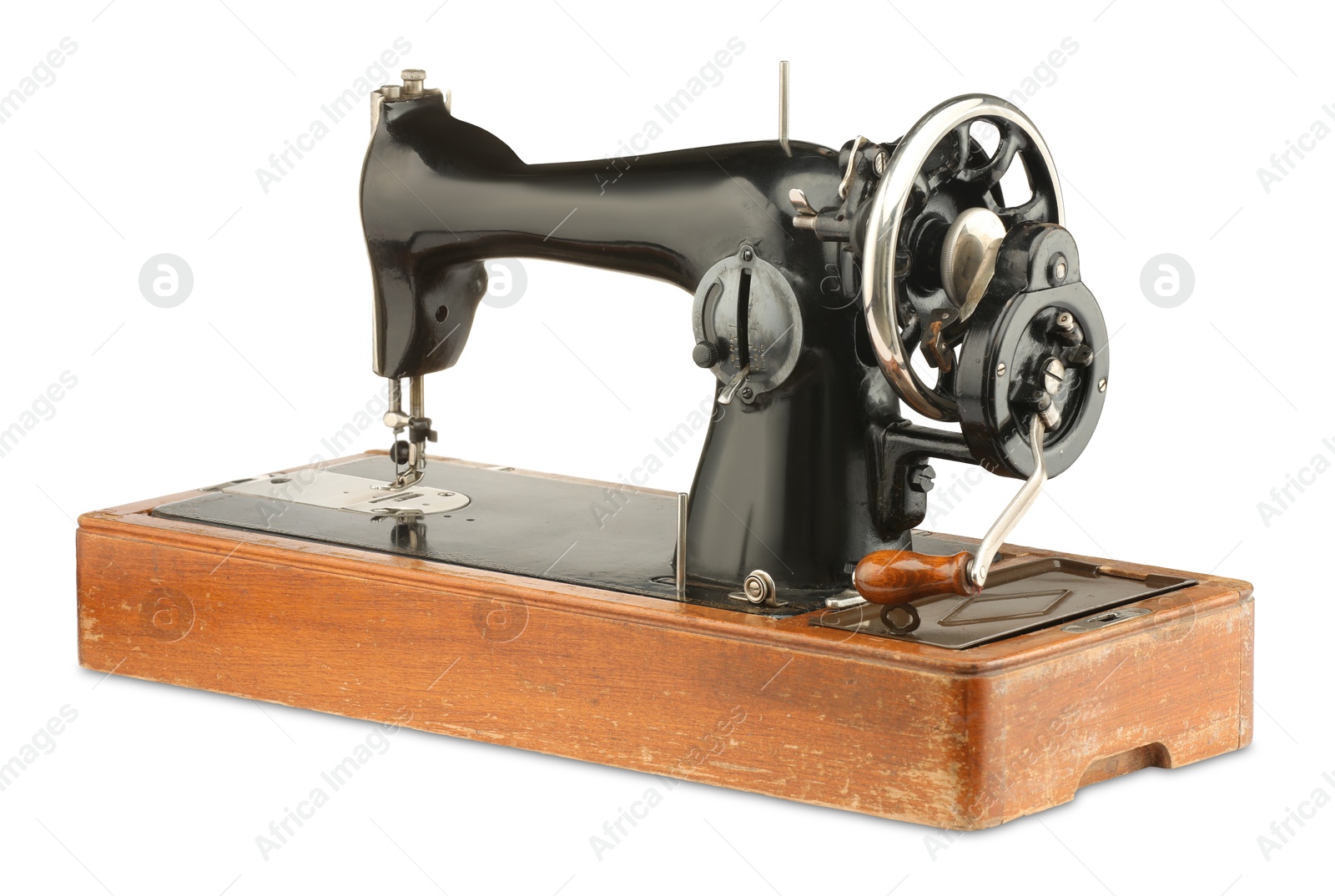 Photo of One vintage sewing machine isolated on white