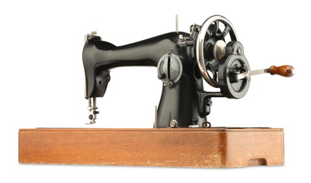 Photo of One vintage sewing machine isolated on white