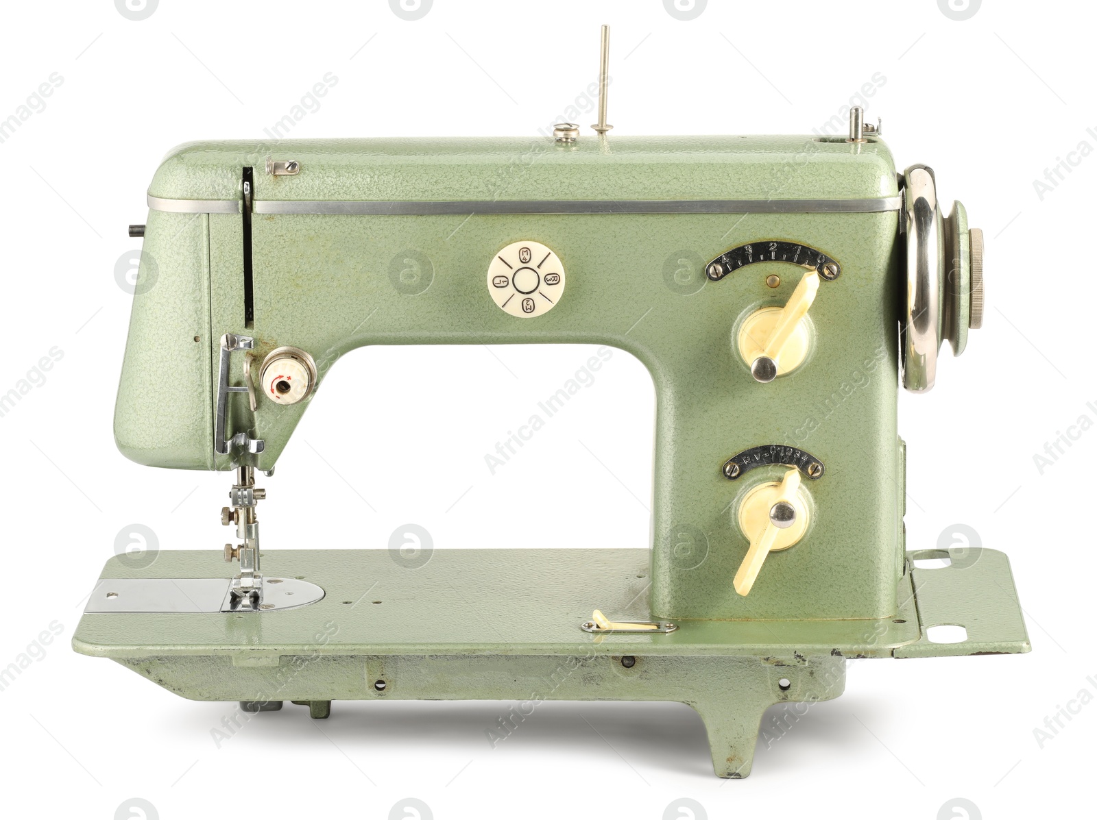 Photo of One vintage sewing machine isolated on white