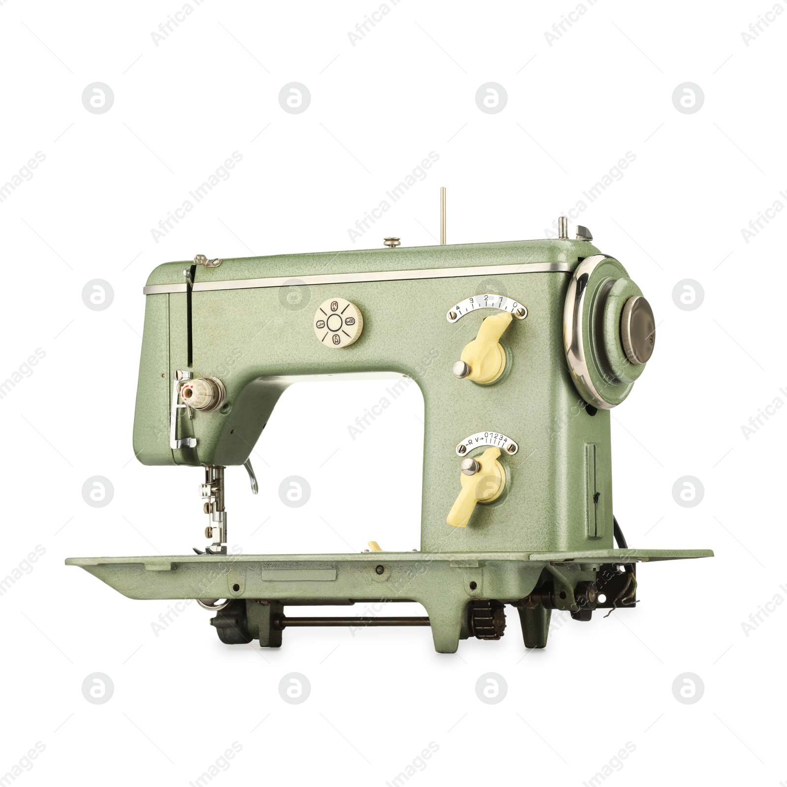 Photo of One vintage sewing machine isolated on white