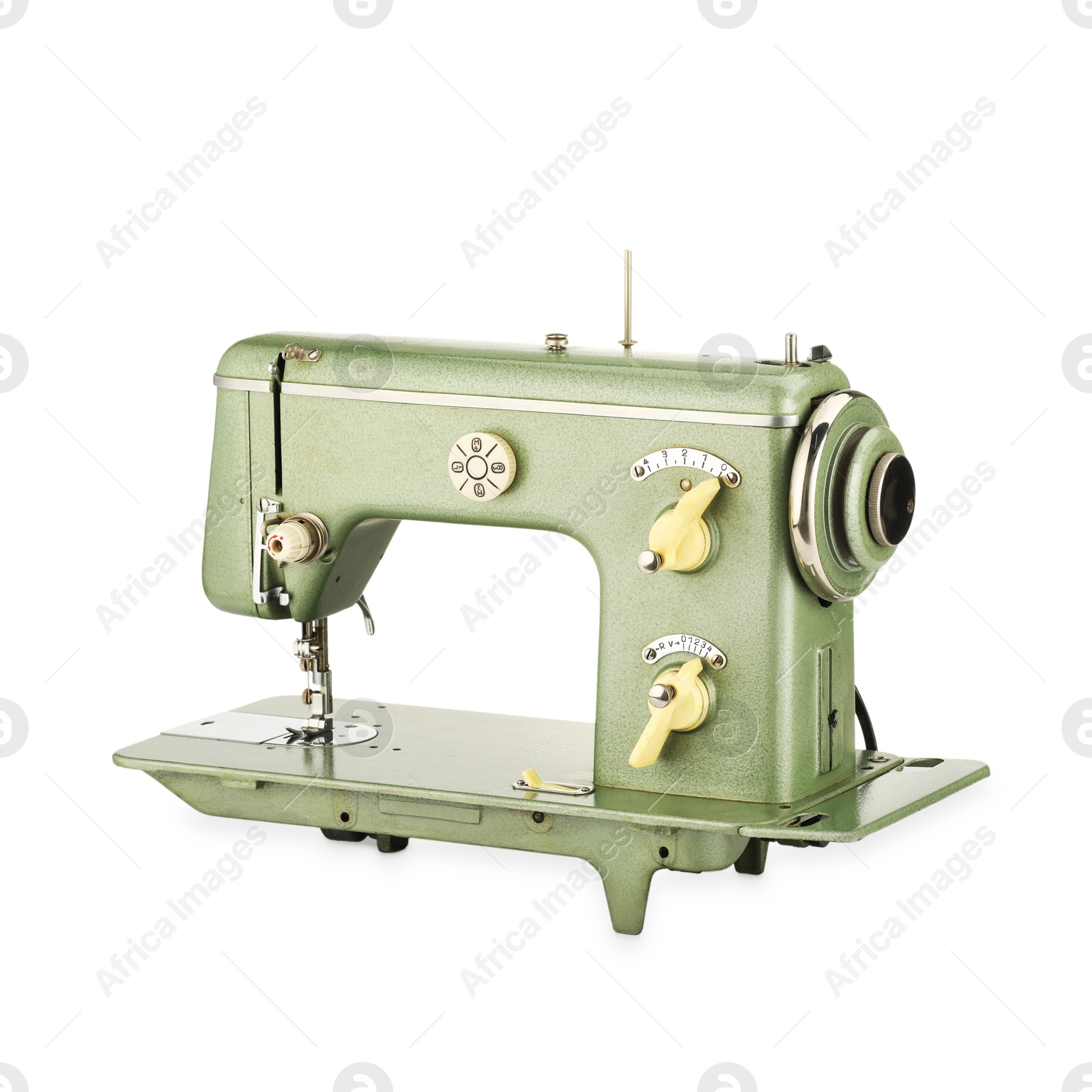 Photo of One vintage sewing machine isolated on white