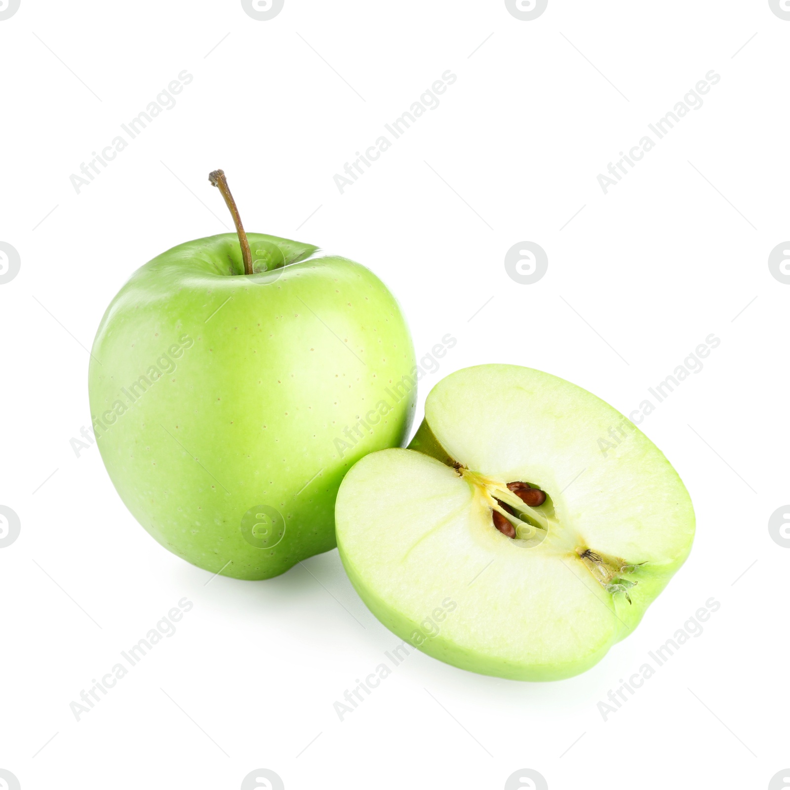 Photo of Whole and half of fresh apple isolated on white