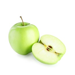 Photo of Whole and half of fresh apple isolated on white