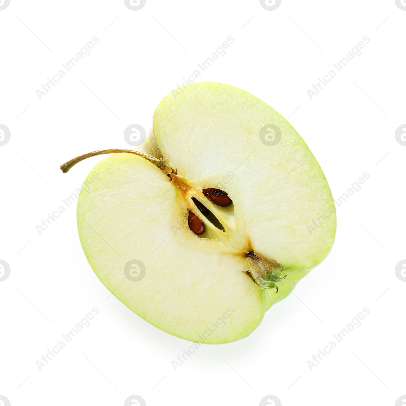 Photo of Half of fresh apple isolated on white, top view