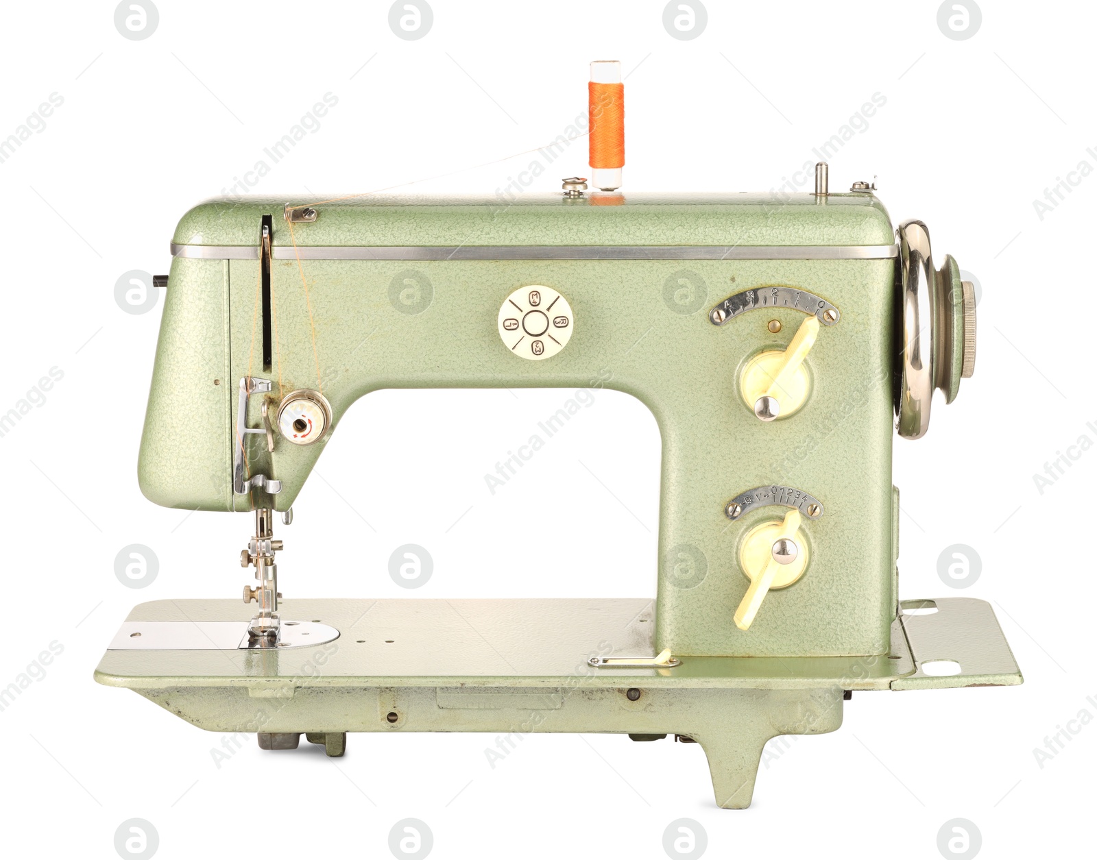 Photo of One vintage sewing machine isolated on white