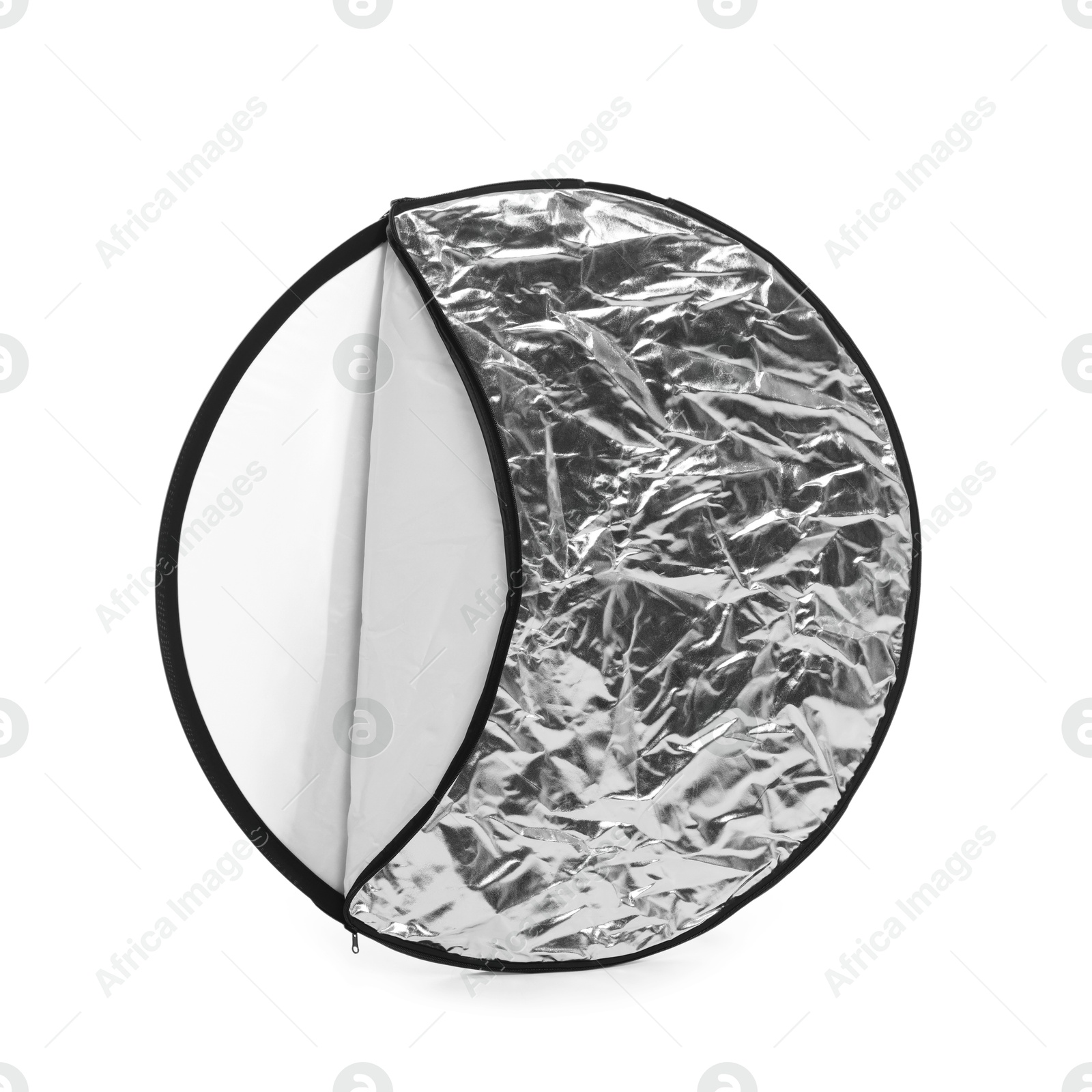 Photo of One light reflector isolated on white. Photo studio equipment