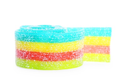 Tasty rainbow sour belt isolated on white