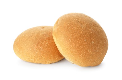 Photo of Two fresh tasty buns isolated on white