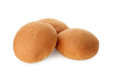 Photo of Three fresh tasty buns isolated on white