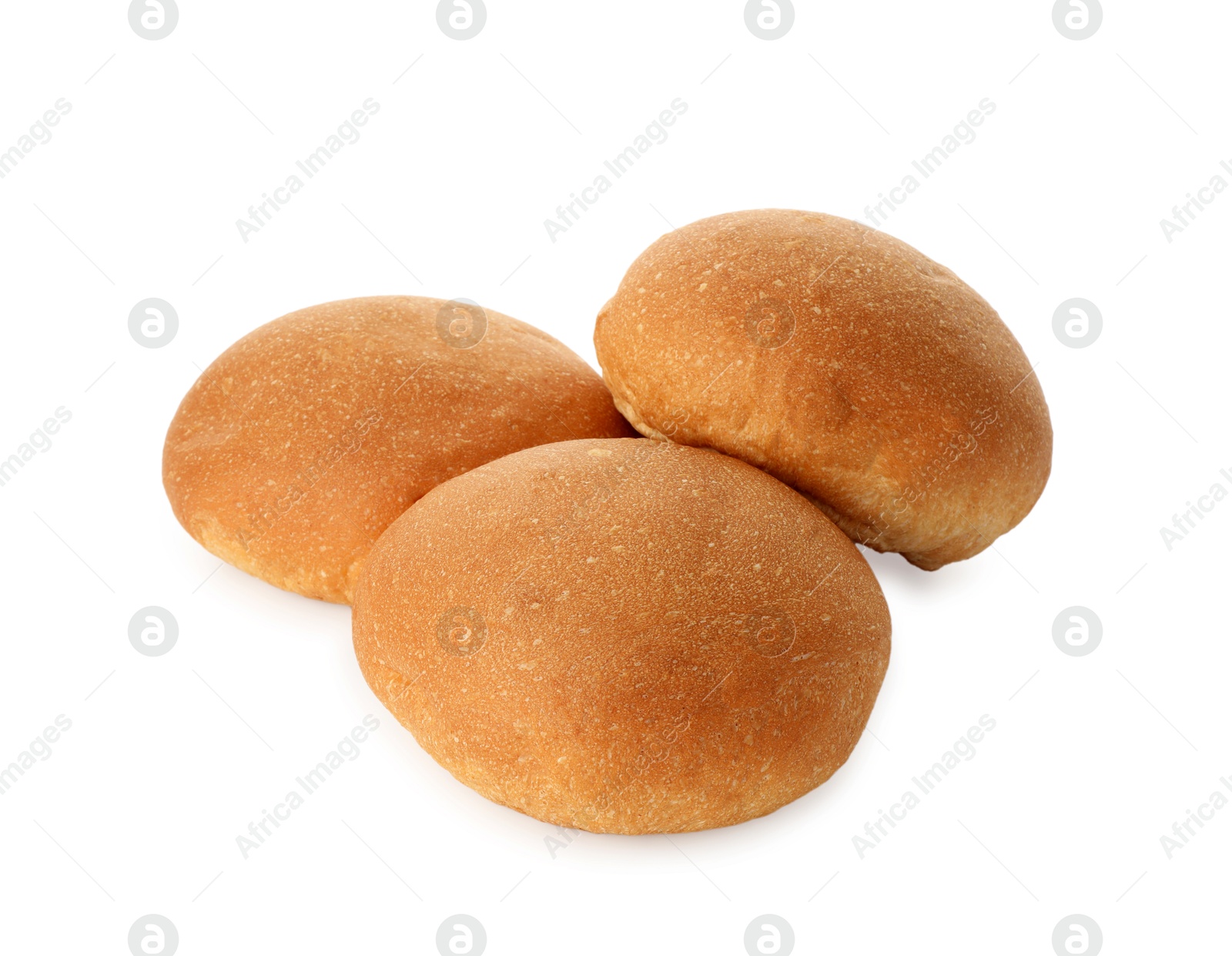 Photo of Three fresh tasty buns isolated on white