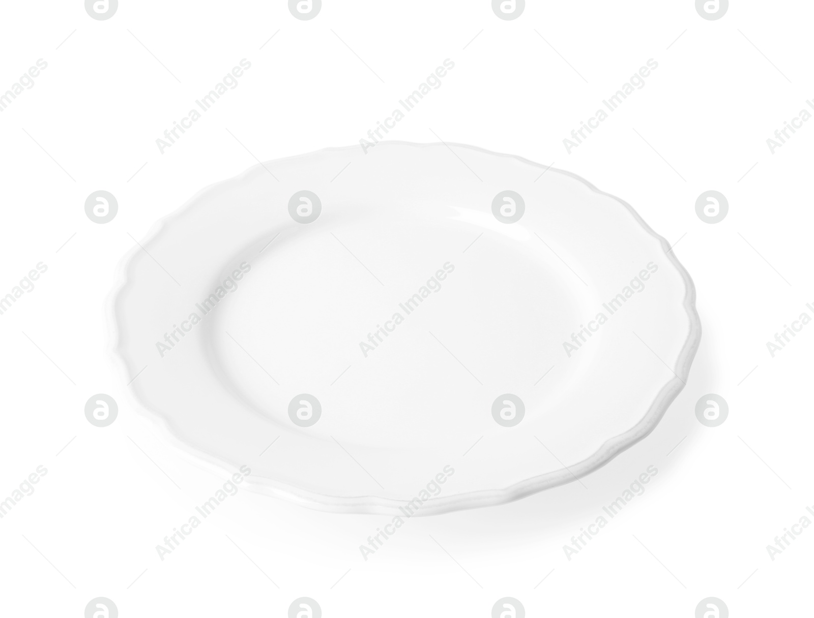 Photo of One empty ceramic plate isolated on white