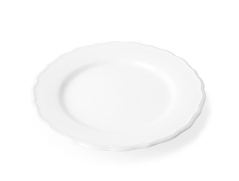 Photo of One empty ceramic plate isolated on white