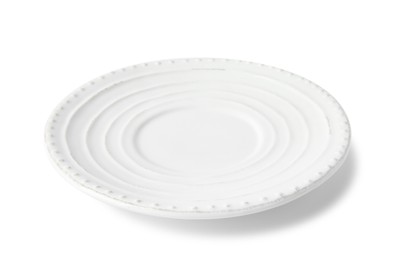 Photo of One empty ceramic plate isolated on white