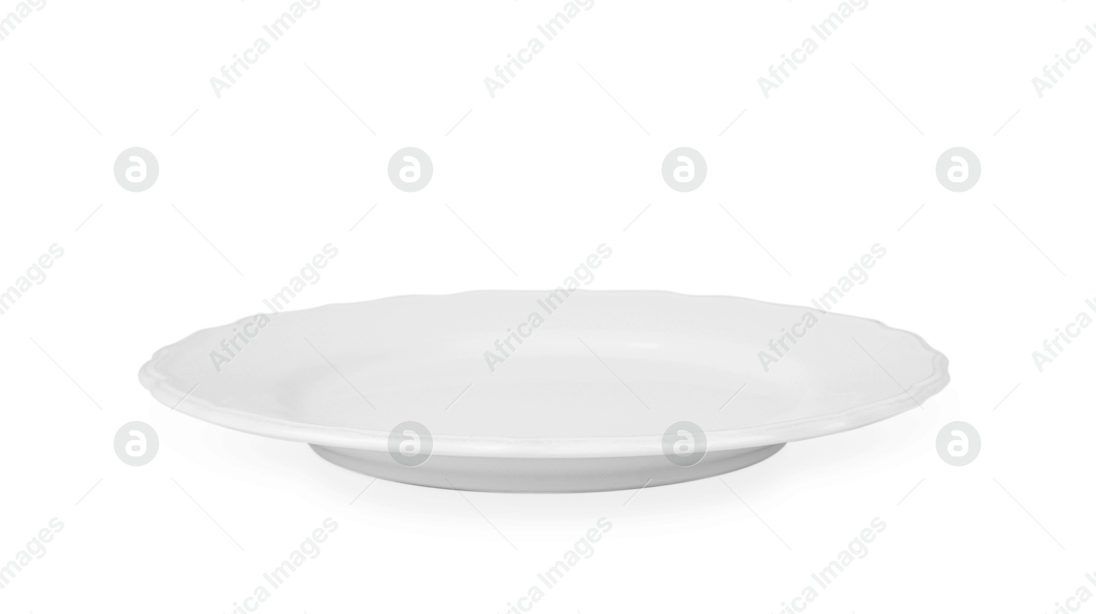 Photo of One empty ceramic plate isolated on white