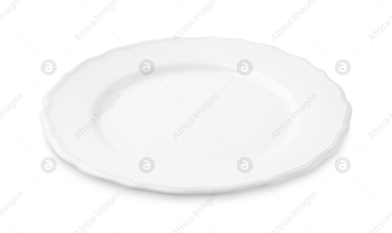 Photo of One empty ceramic plate isolated on white