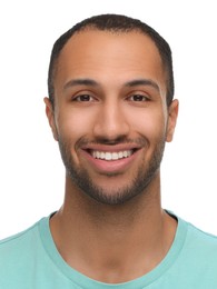 Passport photo of man on white background