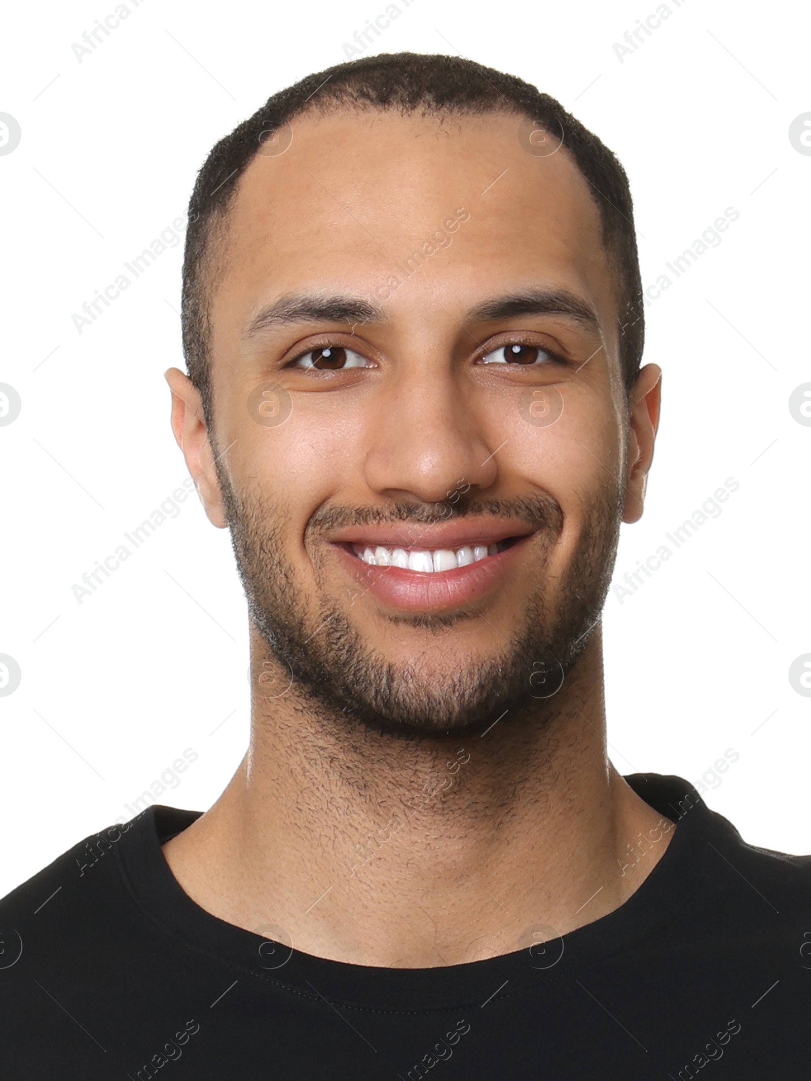 Image of Passport photo of man on white background