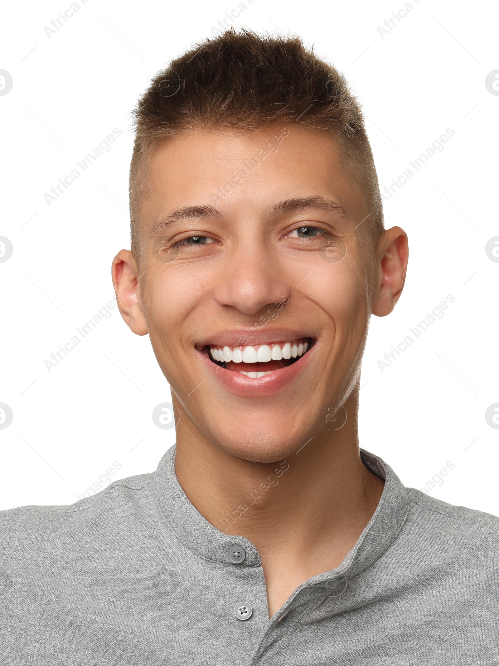 Image of Passport photo of man on white background