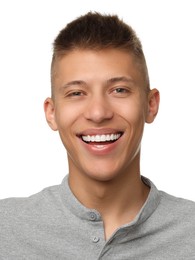 Passport photo of man on white background