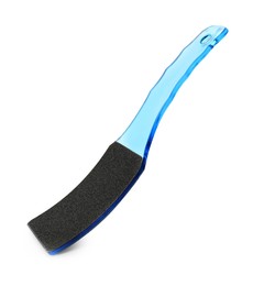 Photo of Blue foot file on white background. Pedicure tool