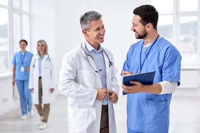 Photo of Healthcare workers in hospital, selective focus. Medical service