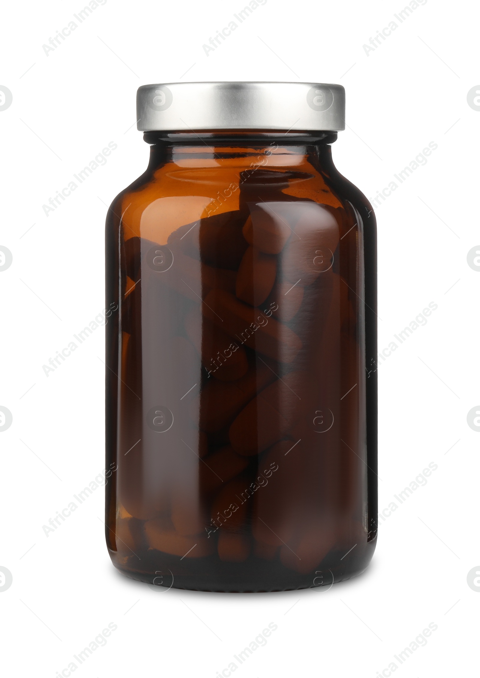 Photo of Medical bottle with pills isolated on white