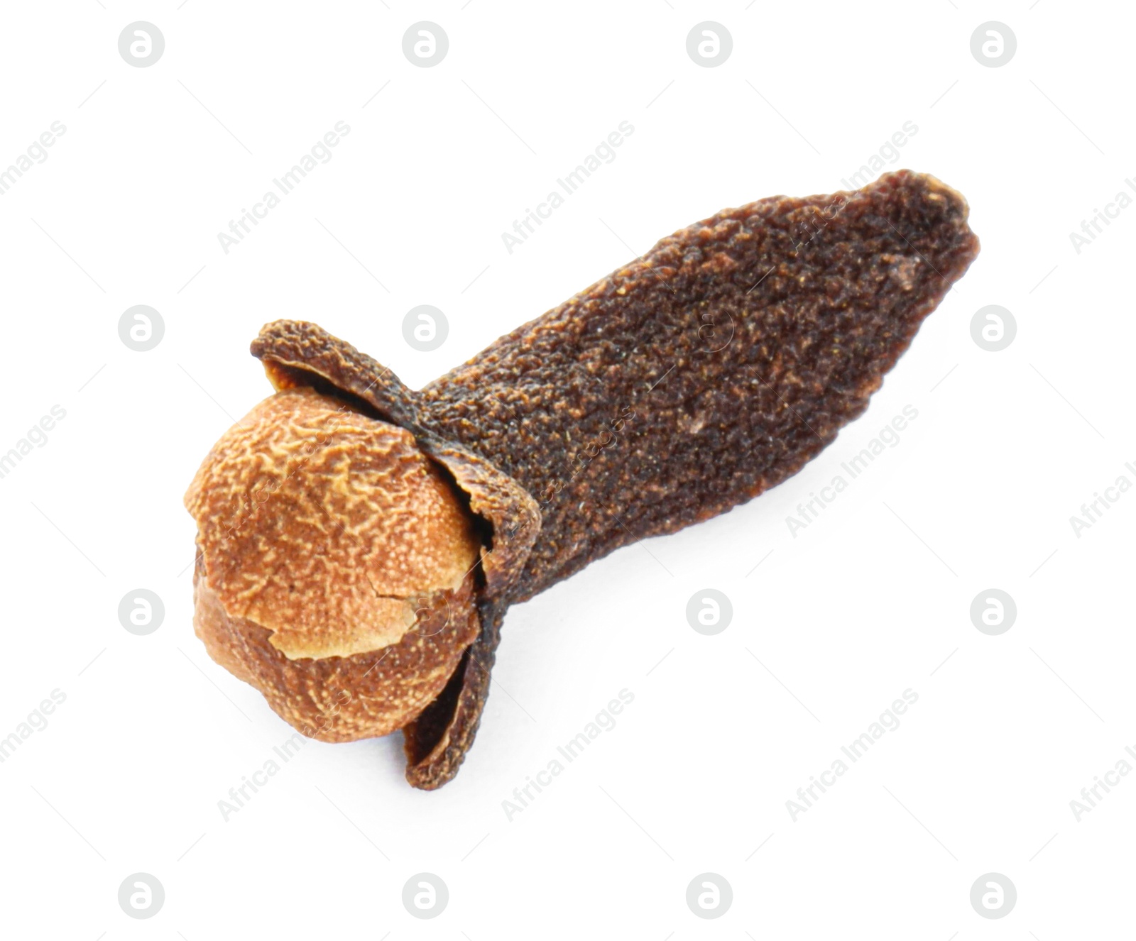 Photo of Aromatic spice. Dry clove bud isolated on white, top view