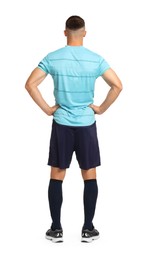 Football player on white background, back view