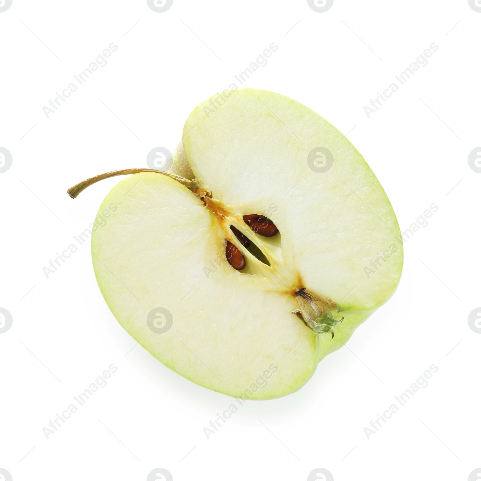 Photo of Half of fresh apple isolated on white, top view