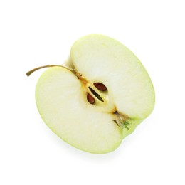 Photo of Half of fresh apple isolated on white, top view