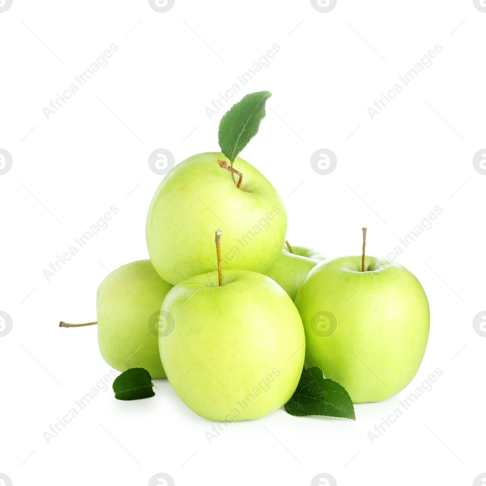 Photo of Many fresh green apples isolated on white