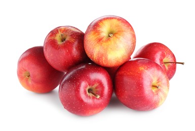 Many fresh red apples isolated on white