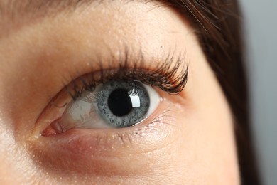 Photo of Macro view of young woman with beautiful blue eyes