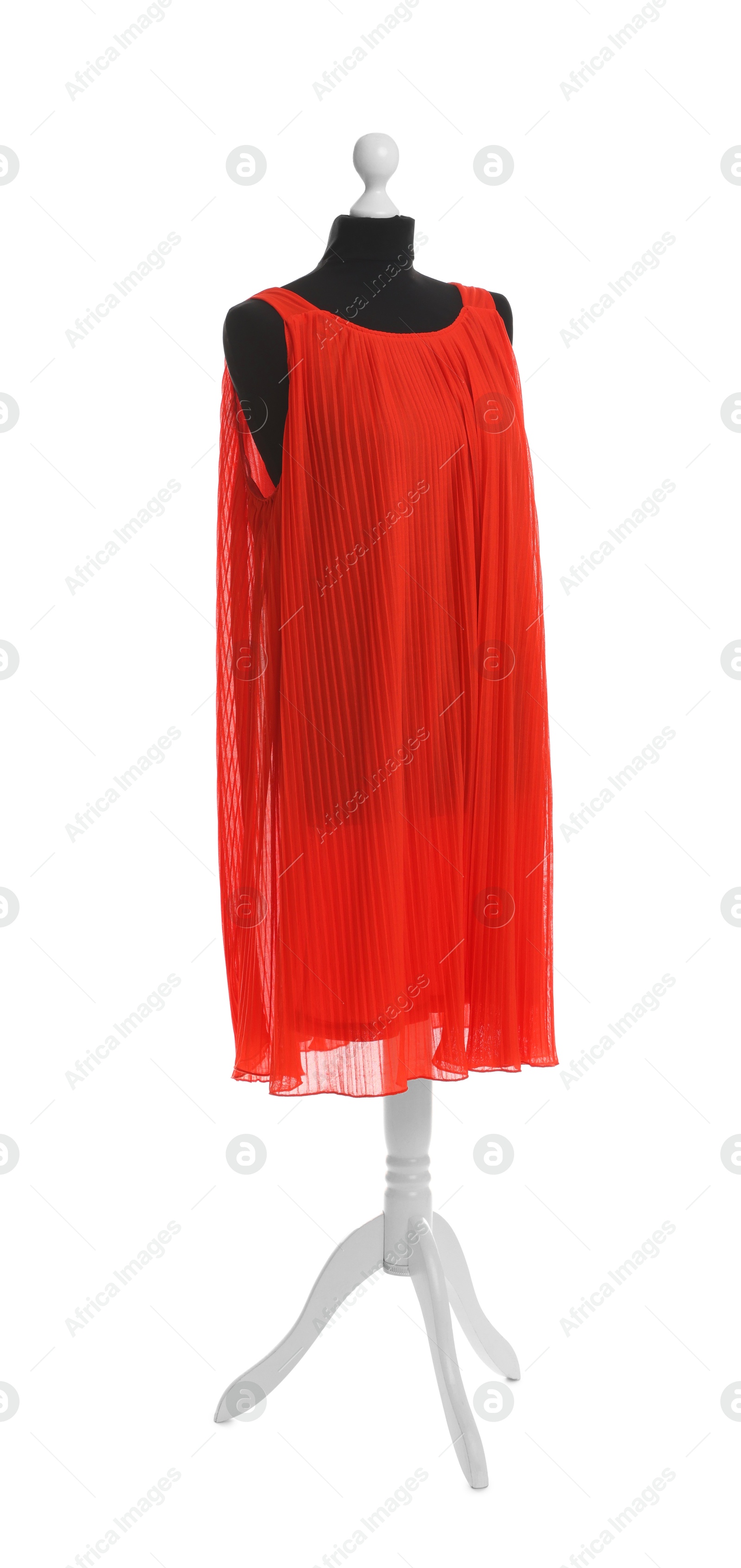 Photo of Female mannequin with red dress isolated on white