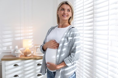 Portrait of beautiful pregnant woman at home