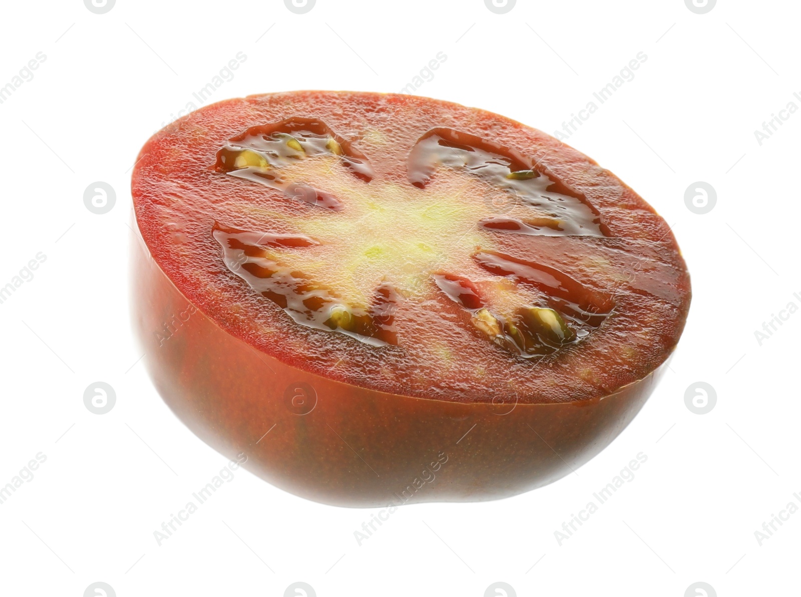 Photo of Piece of fresh tomato isolated on white