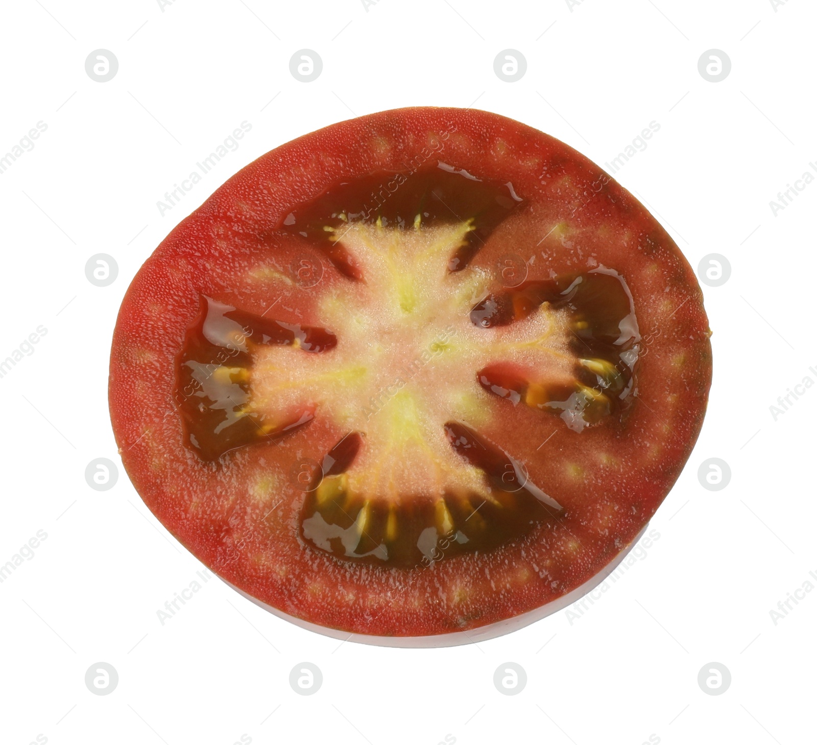 Photo of Piece of fresh tomato isolated on white