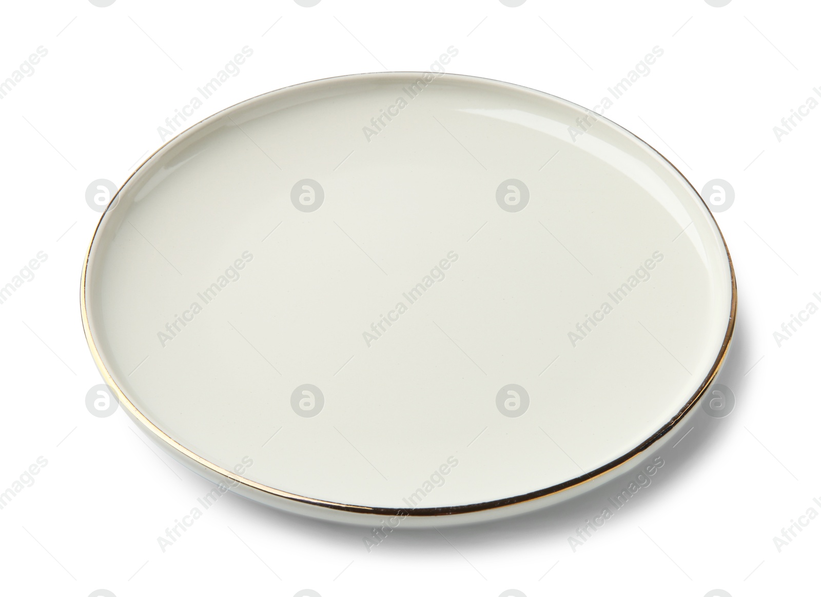 Photo of One empty ceramic plate isolated on white