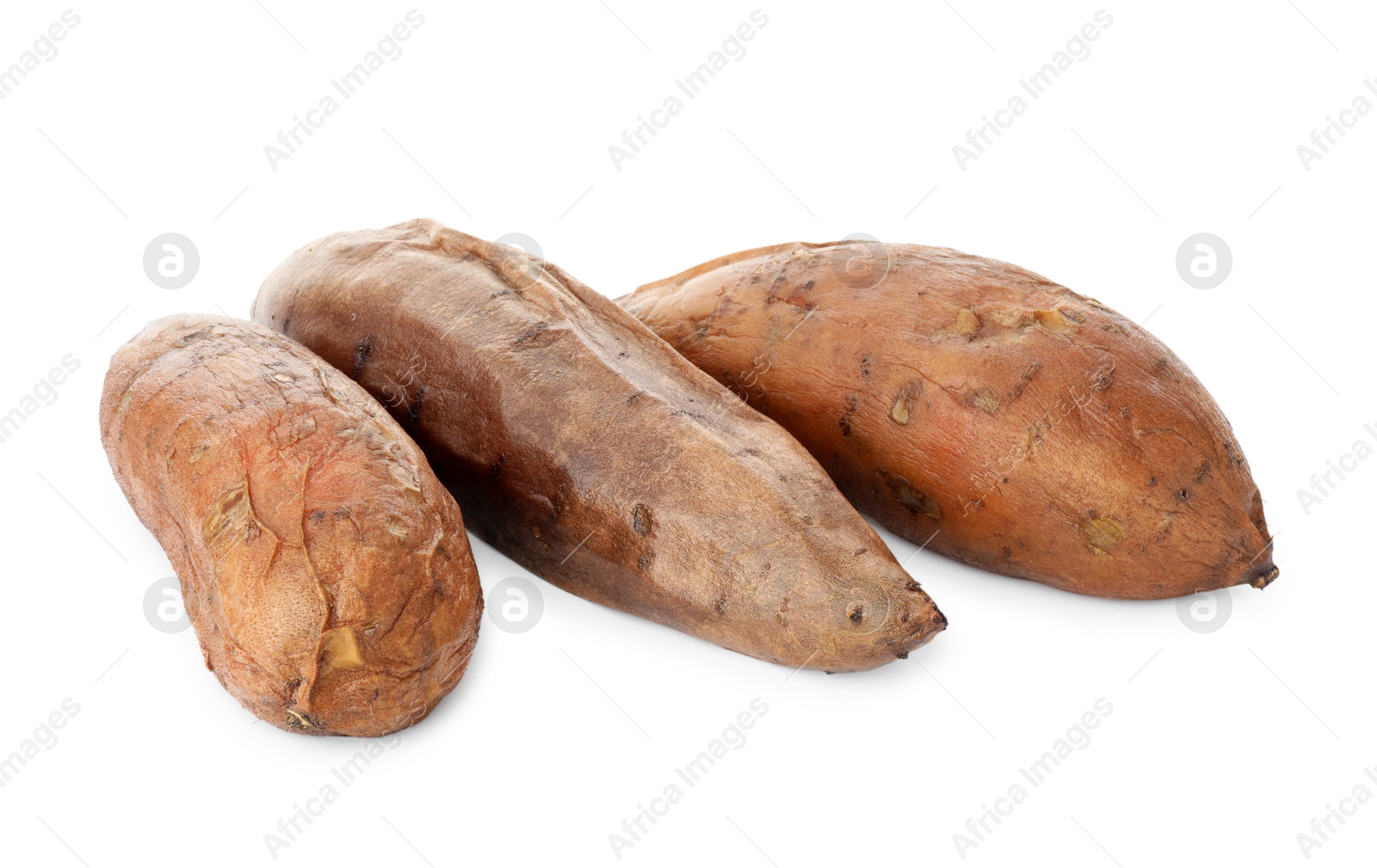 Photo of Tasty cooked sweet potatoes isolated on white