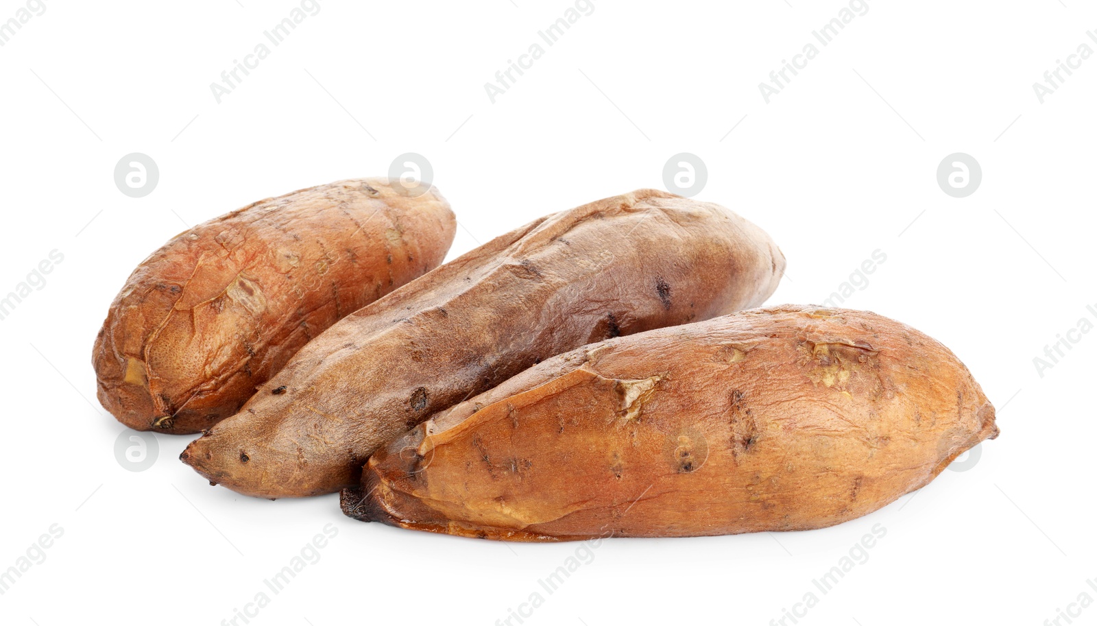 Photo of Tasty cooked sweet potatoes isolated on white