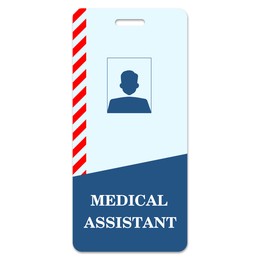 Image of Medical assistant badge with space for photo on white background